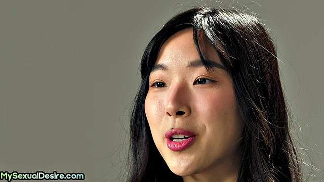 Asian hairy petite fingerfucking solo