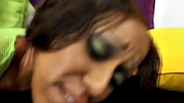 Watch this Ebony teen in high heels get her pussy drilled hard and smile with pleasure