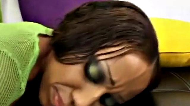 Watch this Ebony teen in high heels get her pussy drilled hard and smile with pleasure