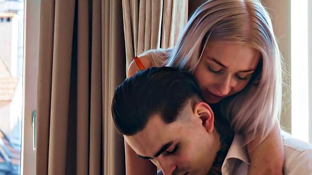 Petite enjoys fucking from behind by big white dick.