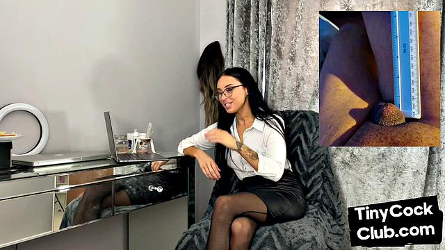 Classy CFNM babe mocking pictures of small cocks