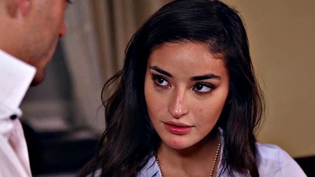 Watch this skinny secretary deepthroat and get fucked hard in her wet pussy hole by her boss!