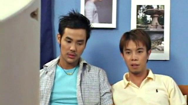 Skinny Asian teens jerking on bed for cumshot