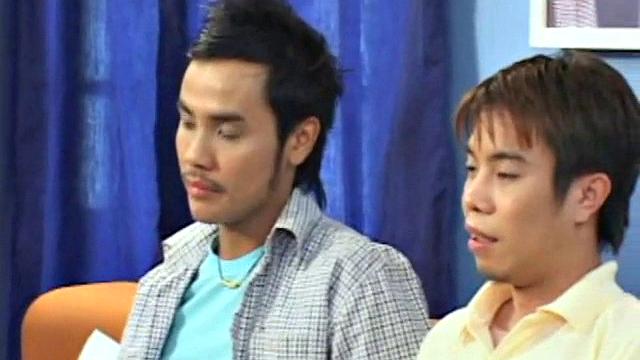 Skinny Asian teens jerking on bed for cumshot