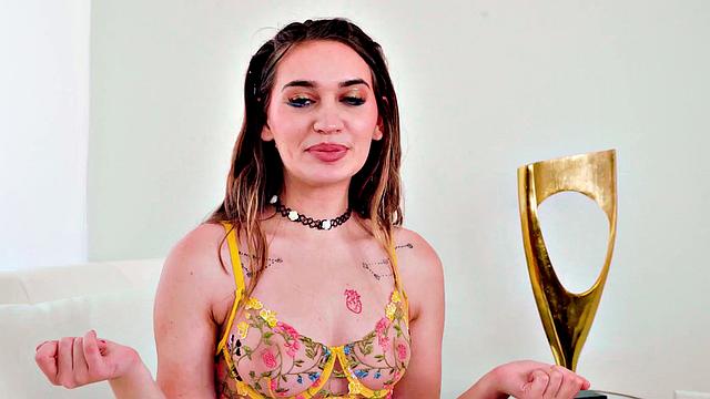 Cutie deepthroating cock in POV