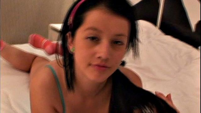 Naughty teen Diana plays with clit in solo scene