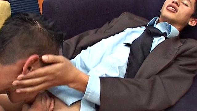 Fabio and Danilo are on the sofa talking and it's obvious these horny Latinos are going to fuck. Sure enough, it doesn't take long for lips to find big uncut cock and an oral exchange follows.