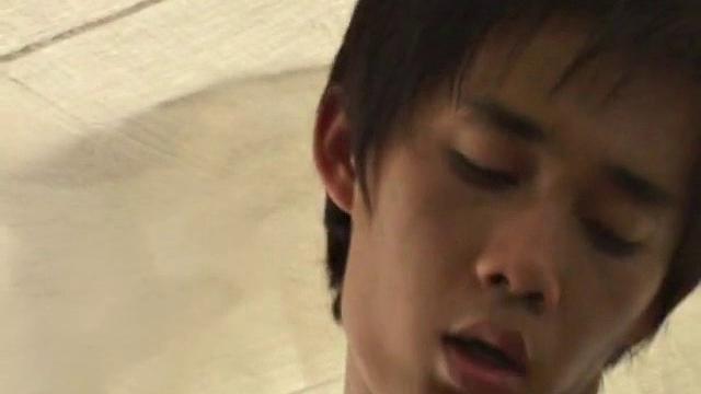 Asian twink face jizzed after anal and cocksucking duo