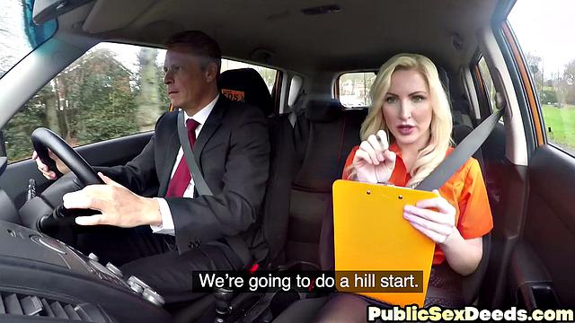 Sexy blonde slut doggystyle in car