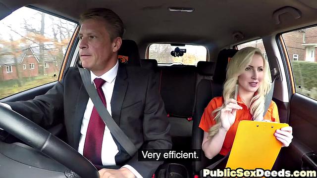 Sexy blonde slut doggystyle in car