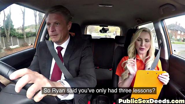 Sexy blonde slut doggystyle in car