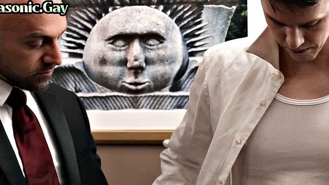 Masonic buff barebacks stud in office after ass worship