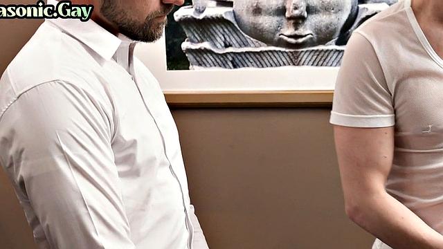 Masonic buff barebacks stud in office after ass worship