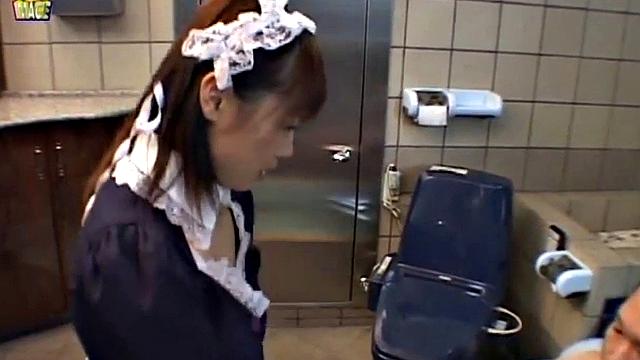 Cute asian maid gets banged