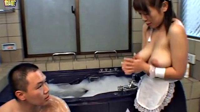 Cute asian maid gets banged