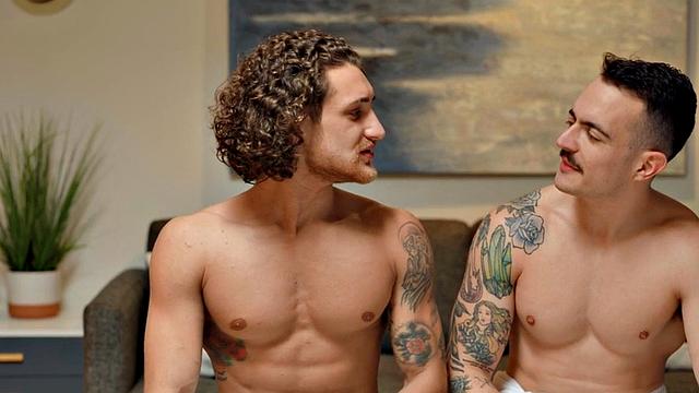 Cum loving tattooed jock bareback fucked by BF