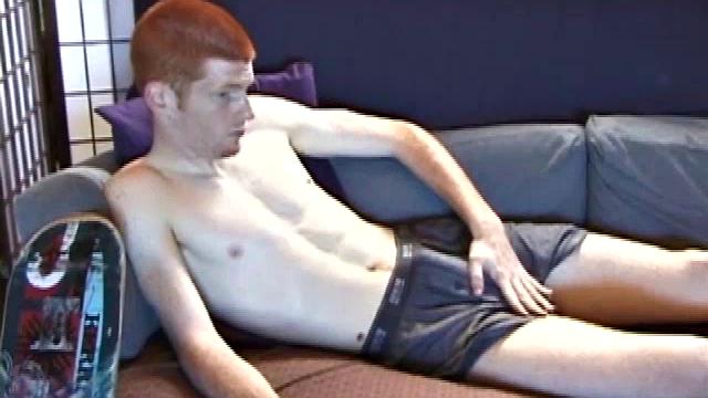 As young Tristian strips naked, his rock hard pops out and the cute skater boy starts stroking. He gives his cock a good workout and then shoots his cum load onto his face and skateboard.