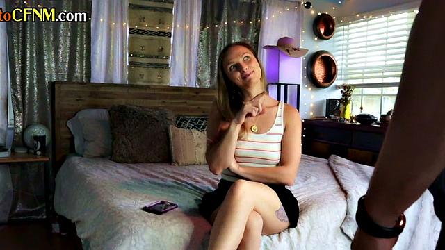 CFNM femdom GF deepthroats BFs dick at home