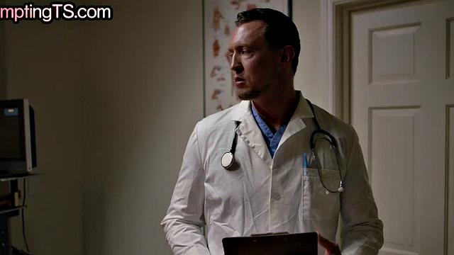 Skinny TS assfingered and fucked by doctor in clinic