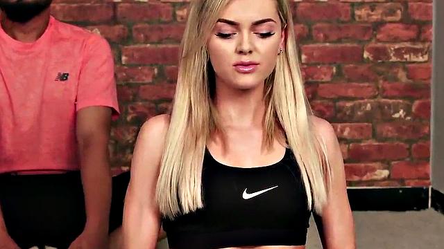 CFNM yoga group handjob till cum by femdoms for their yoga friend