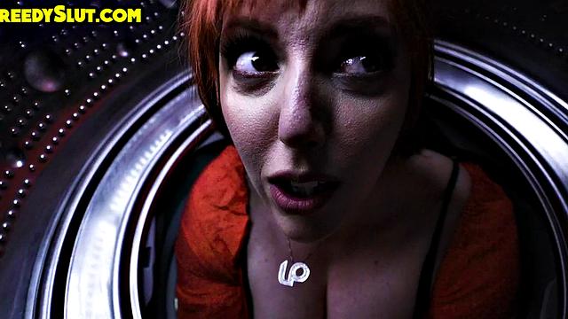 Greedy redhead MILF sucks cock and gets rammed in 3some