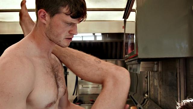 Straight worker rimmed and by gay colleague