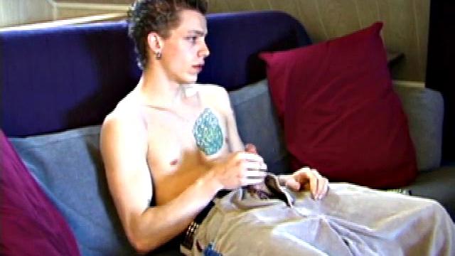 Shane pops in a new x-rated porn video and gets ready for a hot jack off session. He works his stiff dick with both hands, edging himself to a crazy finish. In the end Shane sends a warm cum load flying over his shoulder.