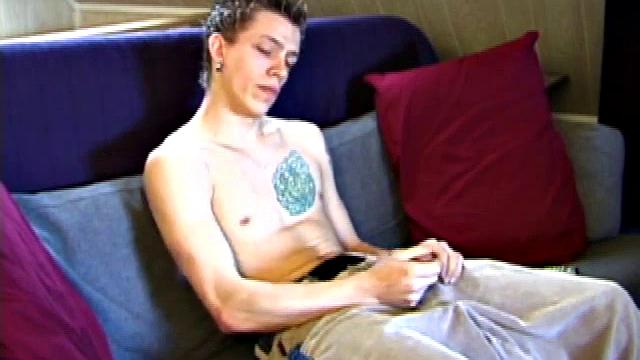 Shane pops in a new x-rated porn video and gets ready for a hot jack off session. He works his stiff dick with both hands, edging himself to a crazy finish. In the end Shane sends a warm cum load flying over his shoulder.