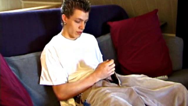 Shane pops in a new x-rated porn video and gets ready for a hot jack off session. He works his stiff dick with both hands, edging himself to a crazy finish. In the end Shane sends a warm cum load flying over his shoulder.