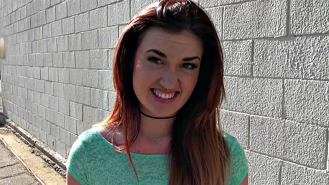 Redhead tattooed babe Kat gets her tight pussy pounded in POV doggystyle and deepthroats a cock