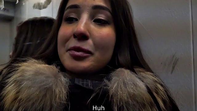 DEBT4k. Elegant miss with perfect shapes bangs for her new car