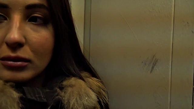 DEBT4k. Elegant miss with perfect shapes bangs for her new car