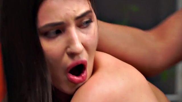 DEBT4k. Elegant miss with perfect shapes bangs for her new car