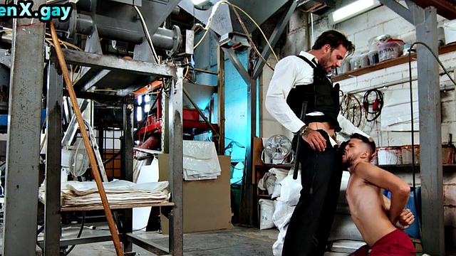 Manly police bareback twink thug after deepthroating