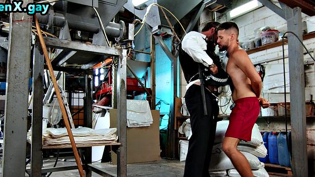 Manly police bareback twink thug after deepthroating