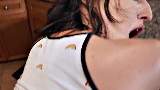 My Son's GF gets her pussy fingered in reverse cowgirl & kitchen action