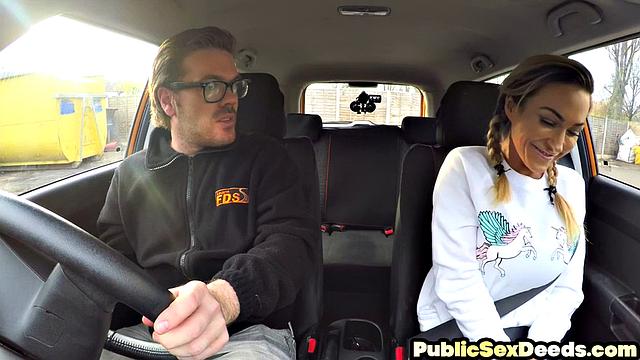 Naughty MILF doggyfucked in car