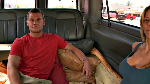 Hot blonde babe smileingly sucks and fucks a perverted guy for his pleasure