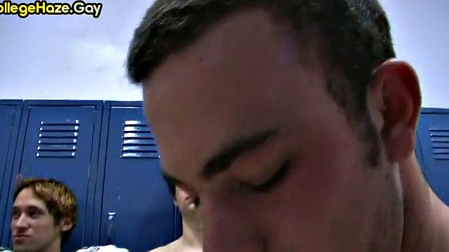 Hazed sportive stud fucked in locker room 4 fraternity