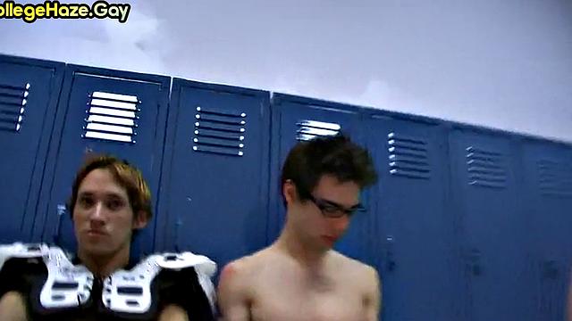 Hazed sportive stud fucked in locker room 4 fraternity