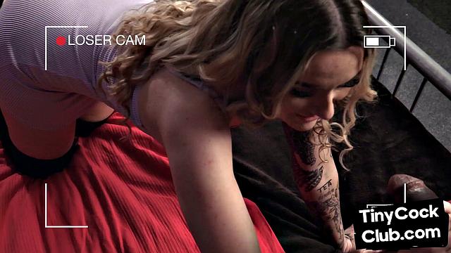 Cruel femdom rides BBC in front of guy