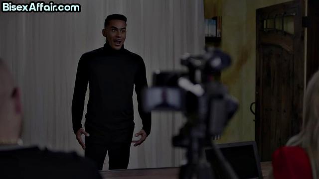 Stunning blonde babe cockriding guys