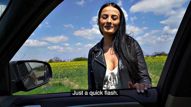 Stunning amateur babe picked up and banged in POV