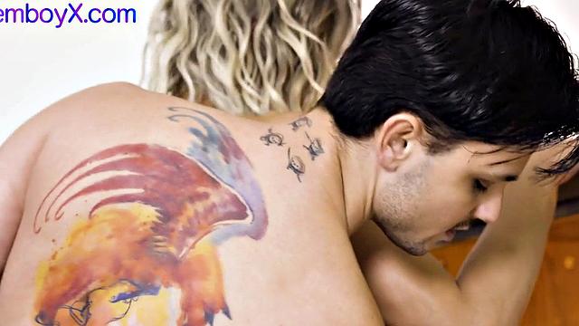 Asian femboy twink in college uniform nailed