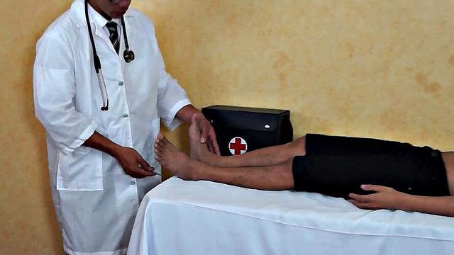 Enema Asian twink in examination at doctor's infirmary