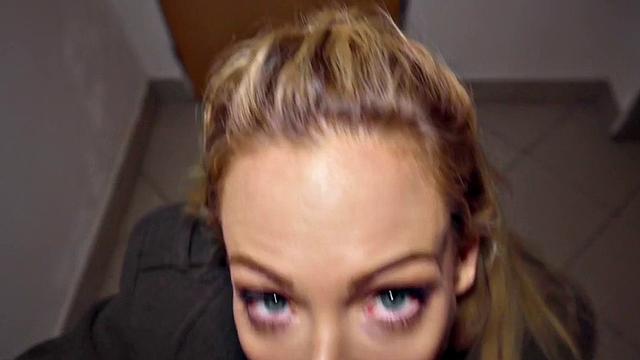 Pretty eurobabe gets paid to reverse ride after blowjob