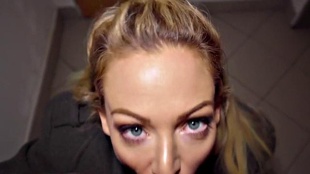 Pretty eurobabe gets paid to reverse ride after blowjob