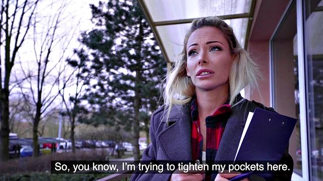 Pretty eurobabe gets paid to reverse ride after blowjob