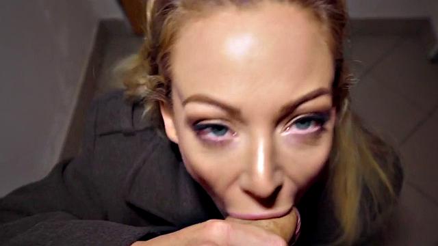 Pretty eurobabe gets paid to reverse ride after blowjob