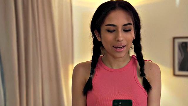 Petite cute babe caught him masturbating